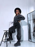 Knitted sweater "GLITTER BOW MO-4006" - DARK GRAY